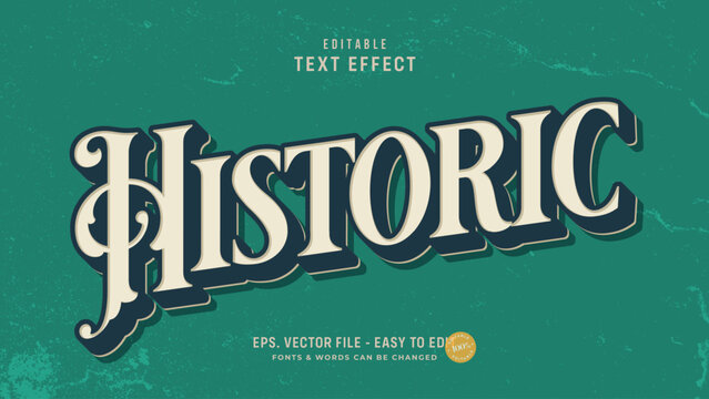 Historic Vintage Editable Text Effect with Classic Retro Typography