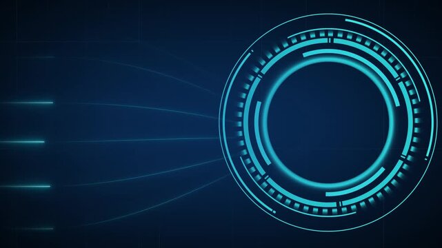 Interface frame digital animation loops blue circular HUD line bars. Frame digital grid overlay displays modern cinematic light streaks. HUD interface layout loops perfectly for video.