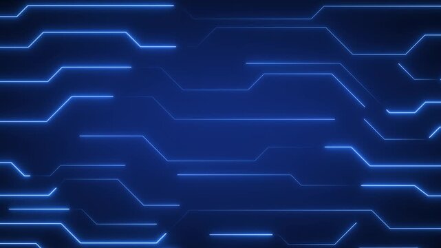 Circuit board abstract technology animation loops blue neon patterns. Board abstract technology digital template provides microchip lines. Technology animation layout loops seamlessly.
