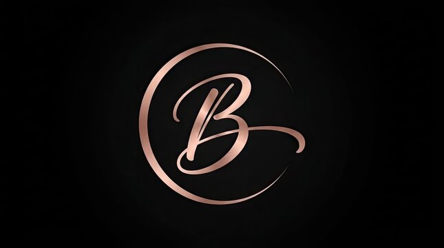 Elegant rose gold cursive letter B circular logo