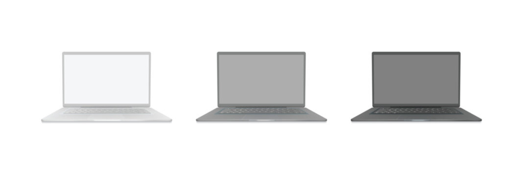 laptop, computer, icon, set, collection, notebook, technology, digital, device, hardware, screen, display, monitor, web, interface, design, vector, graphic, minimalist, grey, gradient, business, work,