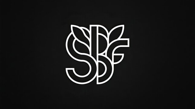 Elegant white monogram logo with floral elements on black.