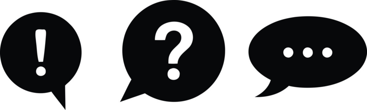 Black speech bubble icons with question and exclamation marks Vector