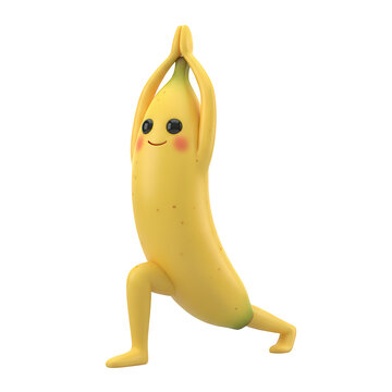 Cute banana cartoon character in yoga pose