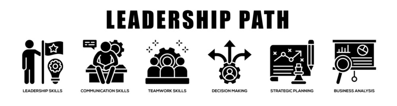 glyph - Leadership Path web banner icon vector illustration concept