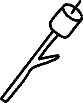 Roasted marshmallow on a stick line art