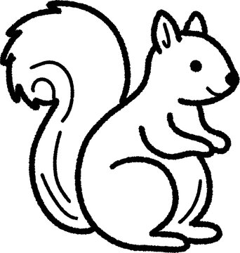 Cute squirrel line art vector illustration