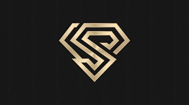 Gold diamond monogram logo on black background