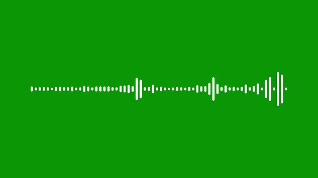 Music waveform spectrum animation, white audio visualizer bars, digital sound frequency motion, podcast recording signal, abstract equalizer effect, seamless loop, green background. 4k animation