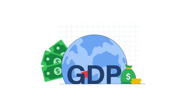 Animated Graphic Showing Global GDP Growth with Rising Arrow 