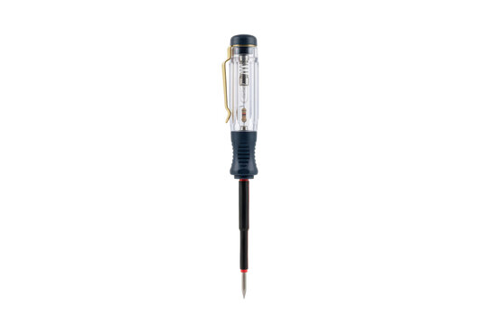Voltage tester screwdriver on white background
