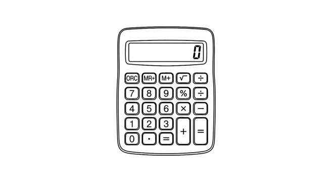 Simple electronic calculator line drawing