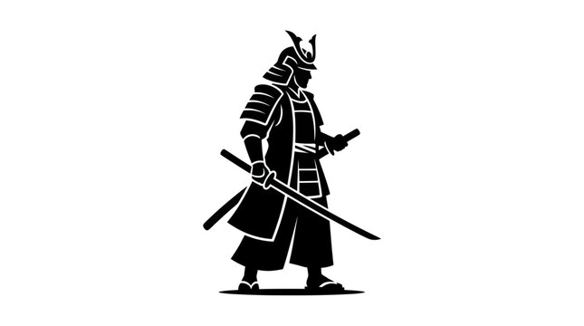 Samurai Warrior Silhouette with Swords