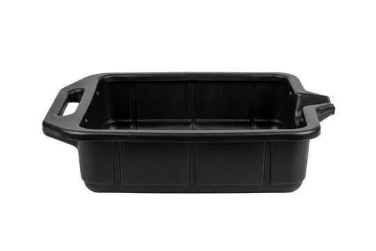 Black plastic oil drain pan for automotive maintenance