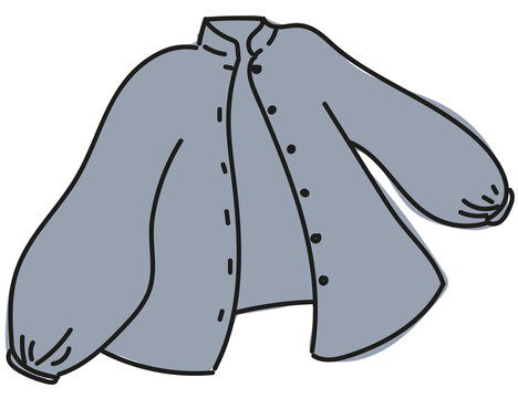 Cute cartoon unbuttoned greyish blue woman blouse vector PNG illustration.