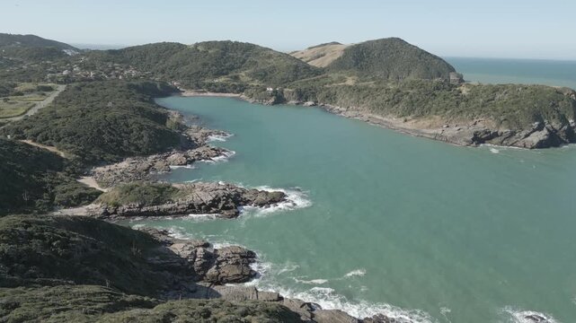 Aerial view of Praia do Forno in Arraial do Cabo, Rio de Janeiro, Brazil