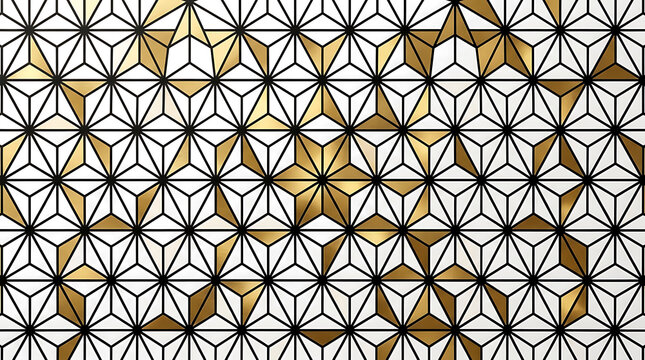 Japanese asanoha pattern PNG with gold and black geometric star lattice, luxury traditional background for festive packaging design. Ai Generated