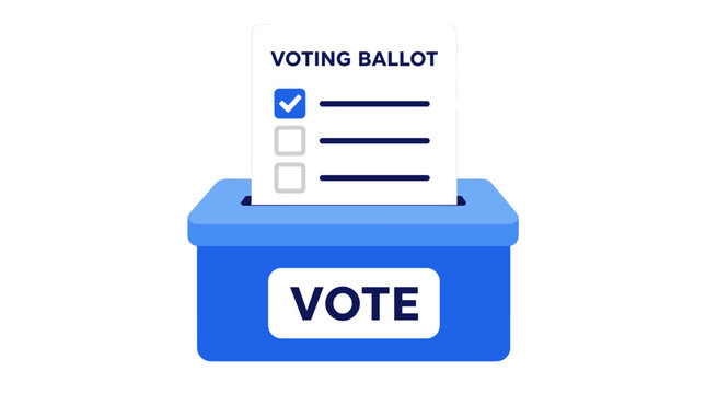 Ballot Box with Marked Voting Slip.