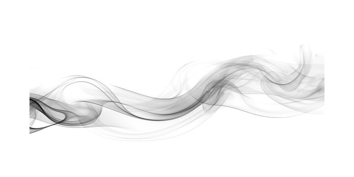 Abstract black smoke wave isolated on transparent background