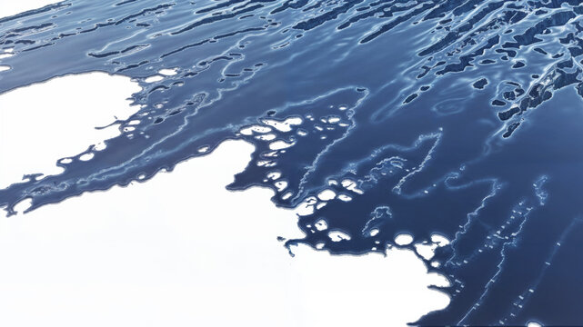 Body of water with a gradient of blues from light to dark and a textured wave-like surface flowing up to down on a white background