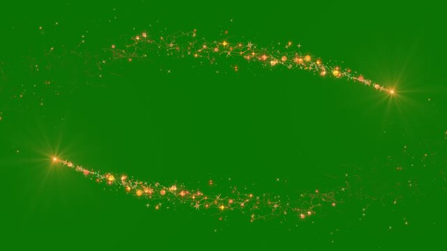 Glowing sparkle stars line animation, white twinkling particles shimmer, magic glitter dust trail, curved star motion burst, seamless transition overlay on green screen, 4k animatio
