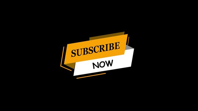 Animated yellow and white banner featuring Subscribe Now text isolated on a black background, suitable for YouTube videos and social media channel promotion.