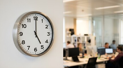 Naklejka premium Analog office wall clock showing five o clock end of working day