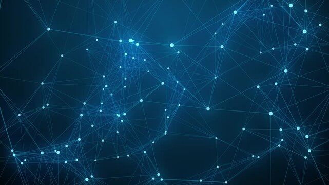 Abstract blue plexus network loop featuring glowing connected lines and dots, perfect for technology, data science, digital communication, global networking, and artificial intelligence projects