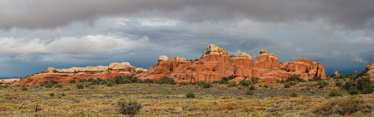 Clouds drift over the Devils Garden Trail at Arches National Park, Utah © LB Photo Co