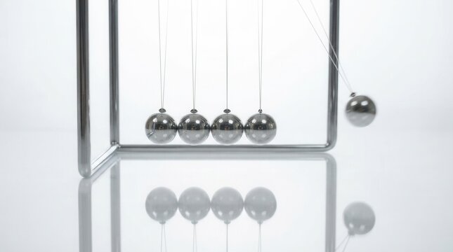 Newtons Cradle Balls in Motion Demonstrating Physics Principles.