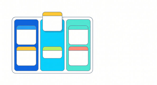 Kanban Task Management Board UI Concept Flat Vector Illustration
