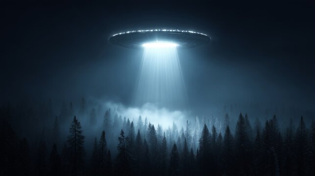 Massive alien spaceship emerging from storm clouds with lightning strikes, creating intense cinematic sci-fi scene. Concept of extraterrestrial invasion and unknown power.