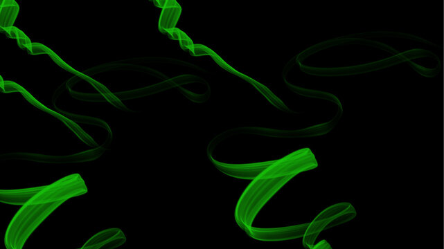 Glowing green smoke line on dark background	