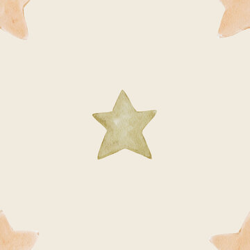 Seamless watercolor stars pattern with soft pastel tones. Minimal celestial design feels dreamy and elegant and perfect for nursery or fabric.