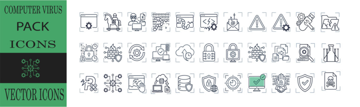 Comprehensive collection of business and technology line art in a professional vector bundle and icon set design