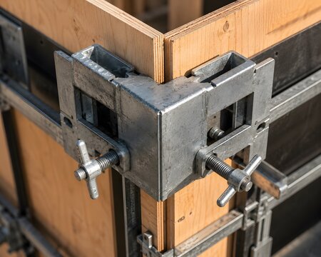 Industrial concrete formwork corner clamp, metal shuttering system, construction site equipment