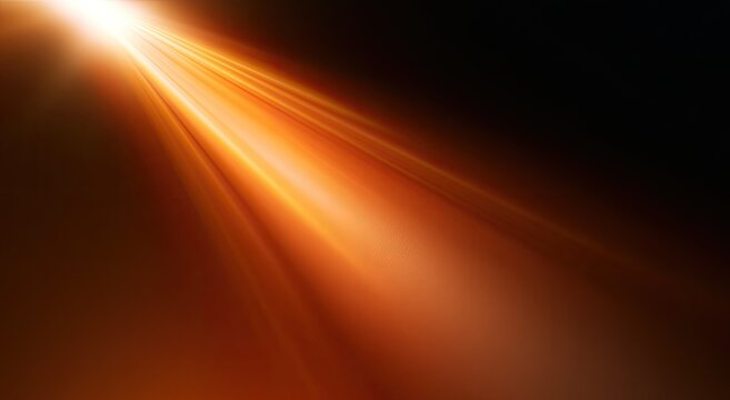Bright light beam emanates from a corner, casting warm glowing rays