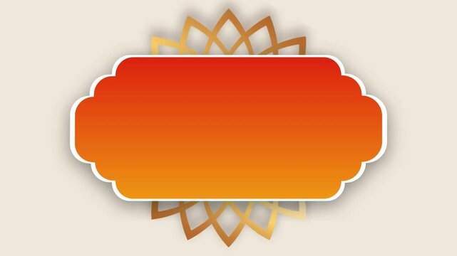 Empty Vintage Frame with gold plated mandala animation on white background
