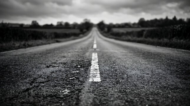 Empty asphalt road stretching into the distance