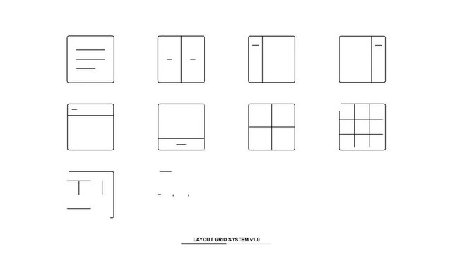 Animated UI/UX Layout Grid System Wireframe Icons Sequence