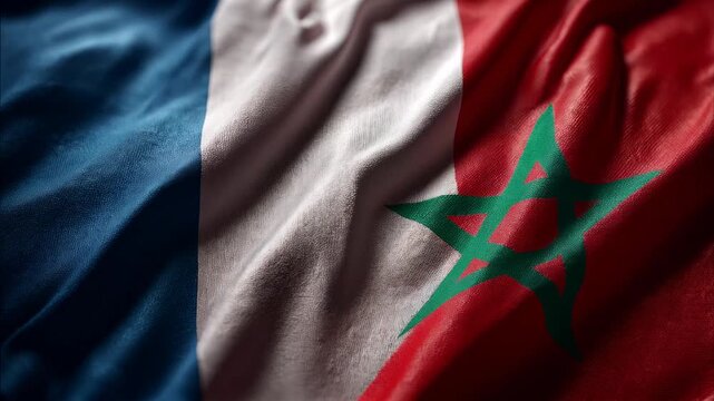 french and moroccan flag waving together. relations france morocco