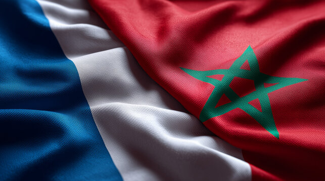 french and moroccan flag waving together. relations france morocco