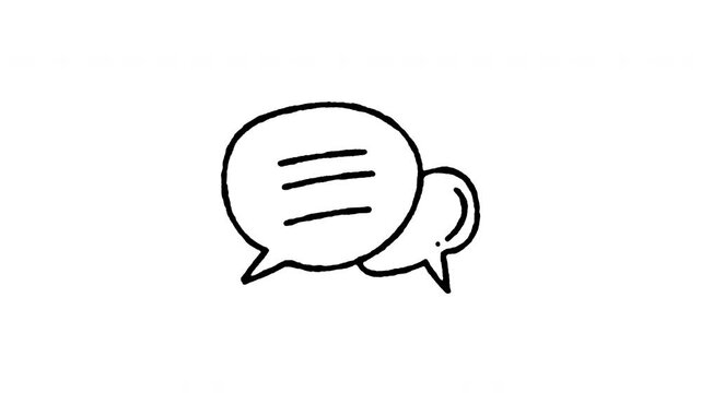 4K hand drawn speech bubbles icon featuring boiling line animation. Frame by frame line art on black and green screen backgrounds for chat conversation, discussion, message, and dialogue edits.