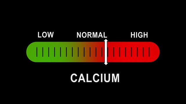 Calcium level indicator gauge moving from low to on digital scale mineral health nutrition supplement