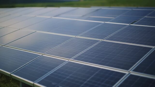 Blue Solar Panels with Soft Sun Reflection