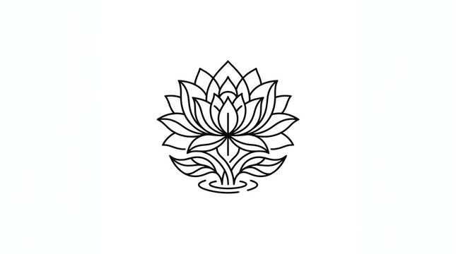 Minimalist linear lotus flower logo icon for wellness, spa, and yoga brand