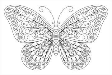Decorative Butterfly Line Art with Intricate Symmetrical Wing Patterns © SANTI