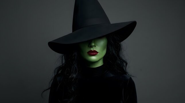 Dark portrait of a mysterious beautiful witch woman