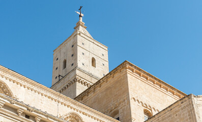 Fototapeta premium Matera Cathedral, dedicated to Madonna della Bruna and Saint Eustace, stands at the highest point of Matera, Basilicata, Italy.