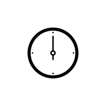 Black and white clock with hour and minute hands at noon
